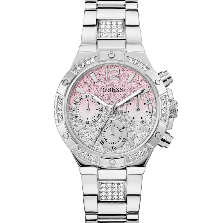Orologio Donna Guess con Cristalli e Quadrante Glitter Rosa GW0950L1