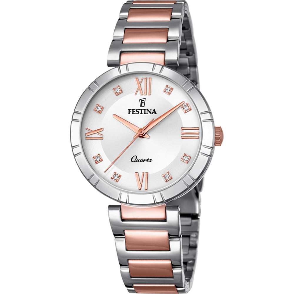 Festina Women's Watch F16937/D Two-Tone Rose Gold Blue