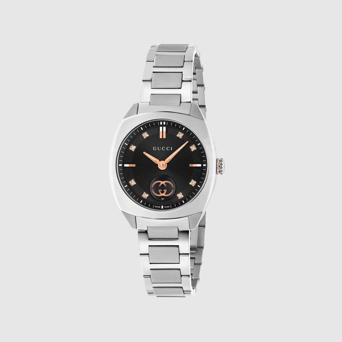 Orologio Gucci Interlocking G YA142513 Diamanti Quadrante Nero