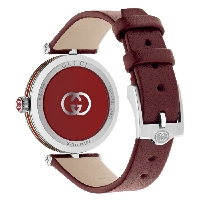 Orologio Gucci Model 2000 YA167508 Pelle Rossa Quadrante Argenté Guilloché