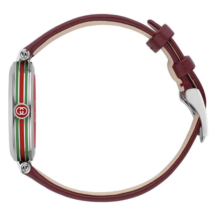 Orologio Gucci Model 2000 YA167508 Pelle Rossa Quadrante Argenté Guilloché