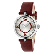 Orologio Gucci Model 2000 YA167508 Pelle Rossa Quadrante Argenté Guilloché