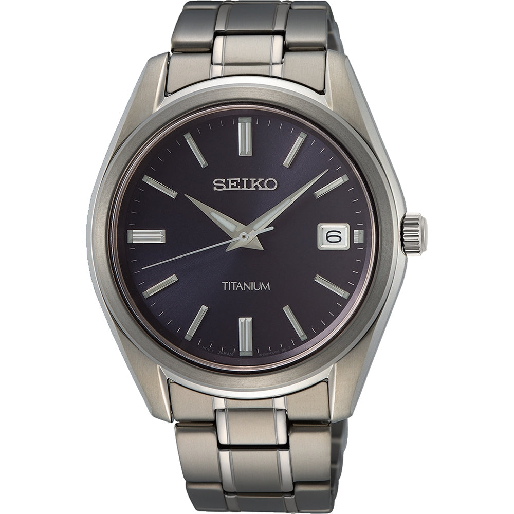Seiko Quartz Titanium Sapphire Blue Watch 40mm 100m