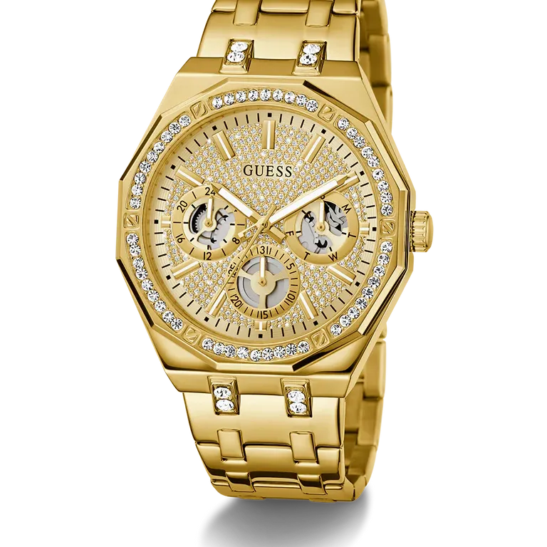 Orologio Uomo Guess Multifunzione in Tono Oro e Cristalli GW0960G2