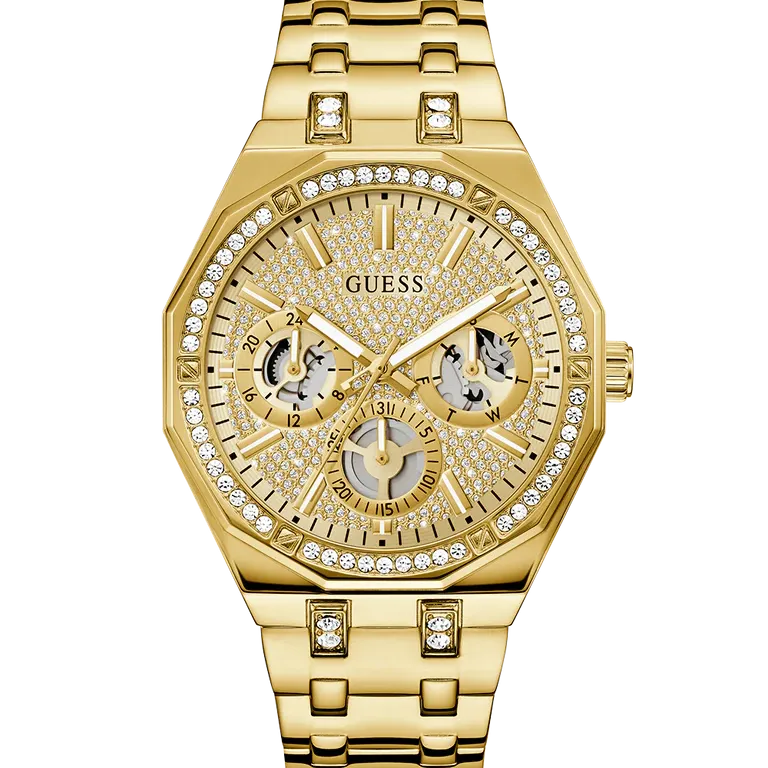 Orologio Uomo Guess Multifunzione in Tono Oro e Cristalli GW0960G2
