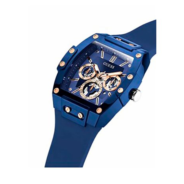 Orologio Uomo Guess Phoenix in Silicone Blu e Oro GW0203G7