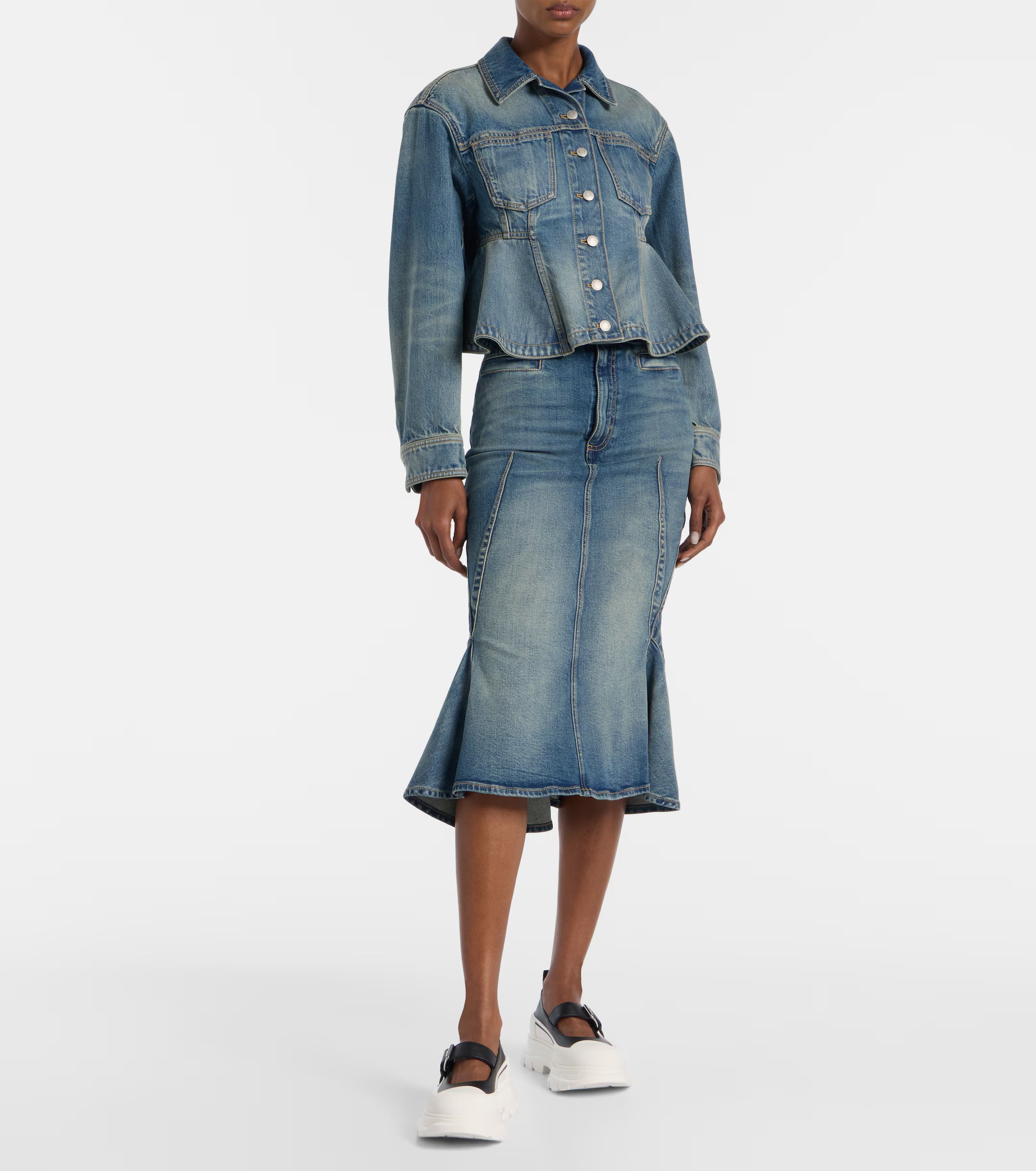 Alexander McQueen Tread Slick Mary Jane Ballerinas in Black Leather