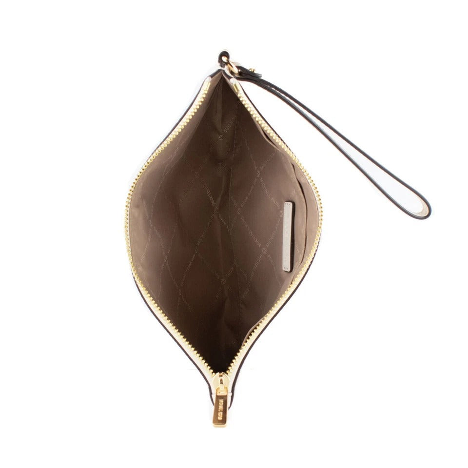 Pochette Michael Kors Wristlet Clutch Bag Pelle Beige