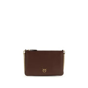 PINKO Bordeaux Calf Leather Bos Taurus Shoulder Bag