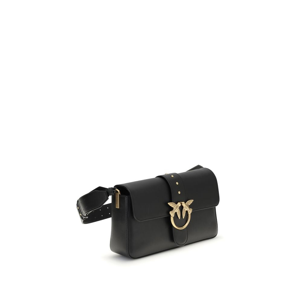 PINKO Borsa Love One Nera in Pelle di Vitello con Patta Magnetica