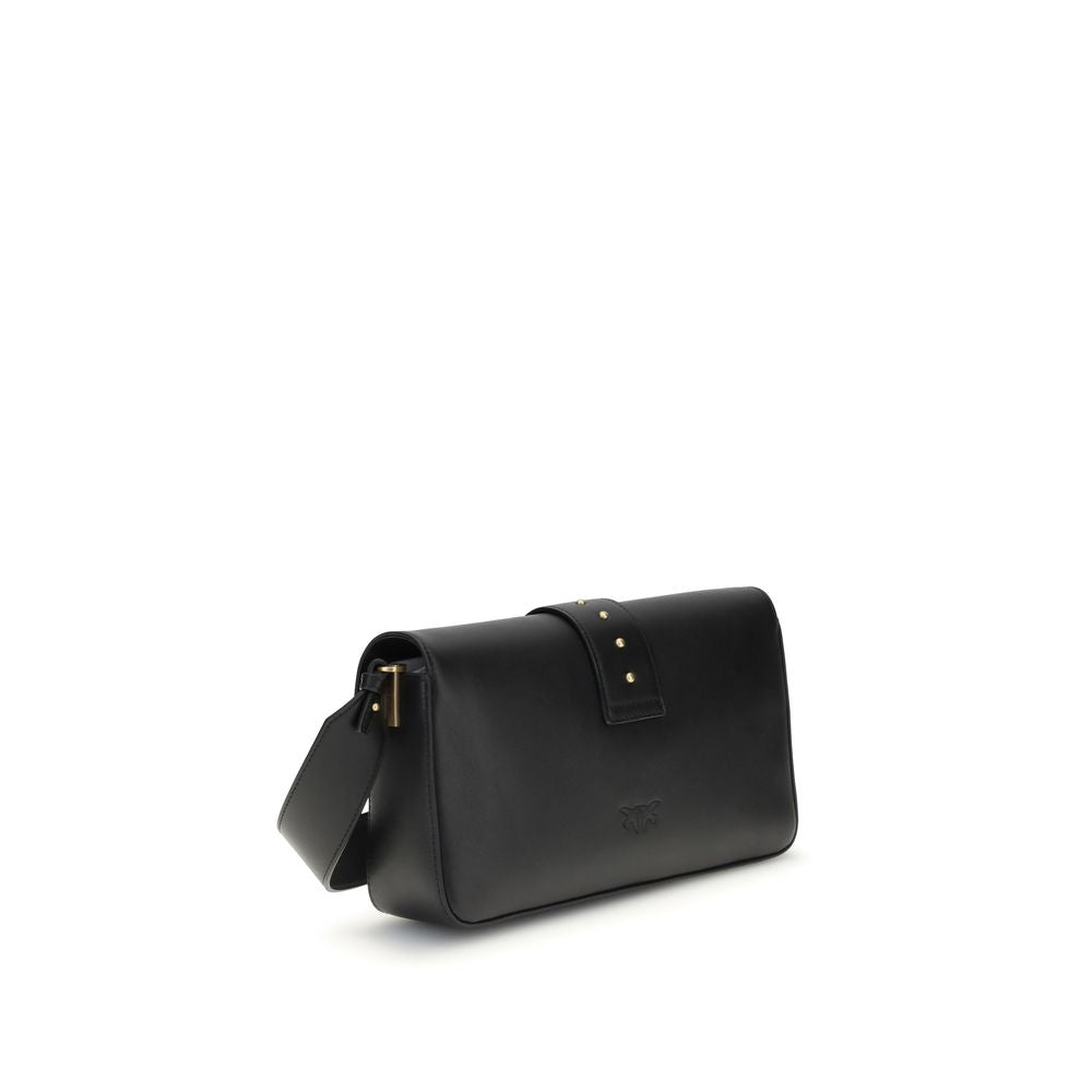 PINKO Borsa Love One Nera in Pelle di Vitello con Patta Magnetica
