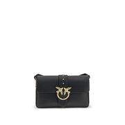 PINKO Borsa Love One Nera in Pelle di Vitello con Patta Magnetica