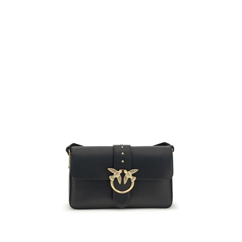 PINKO Borsa Love One Nera in Pelle di Vitello con Patta Magnetica
