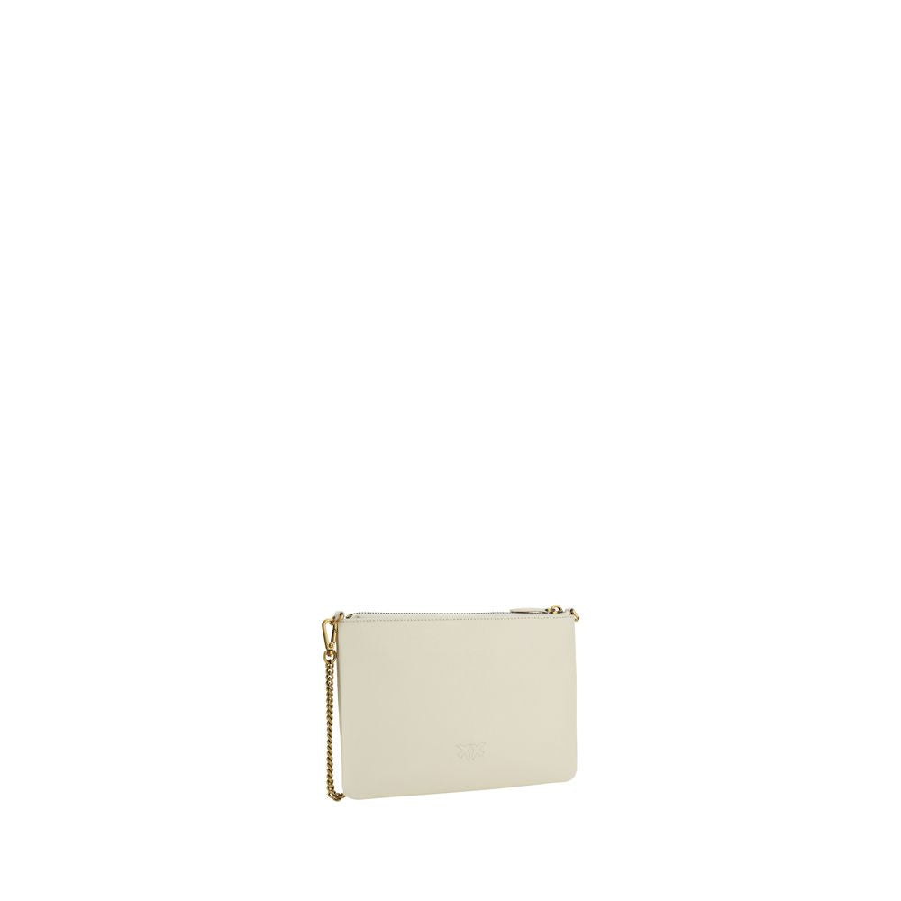 PINKO Borsa Tracolla Love Mini Beige in Pelle di Vitello