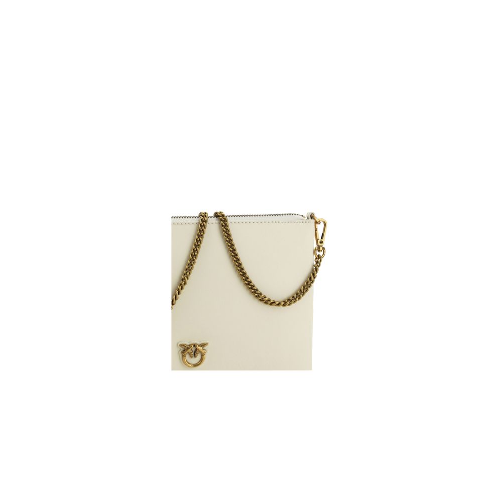 PINKO Borsa Tracolla Love Mini Beige in Pelle di Vitello