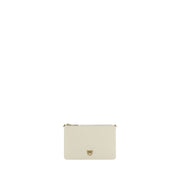 PINKO Borsa Tracolla Love Mini Beige in Pelle di Vitello