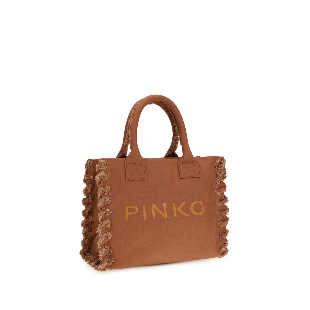 PINKO Brown Cotton Shoulder Bag