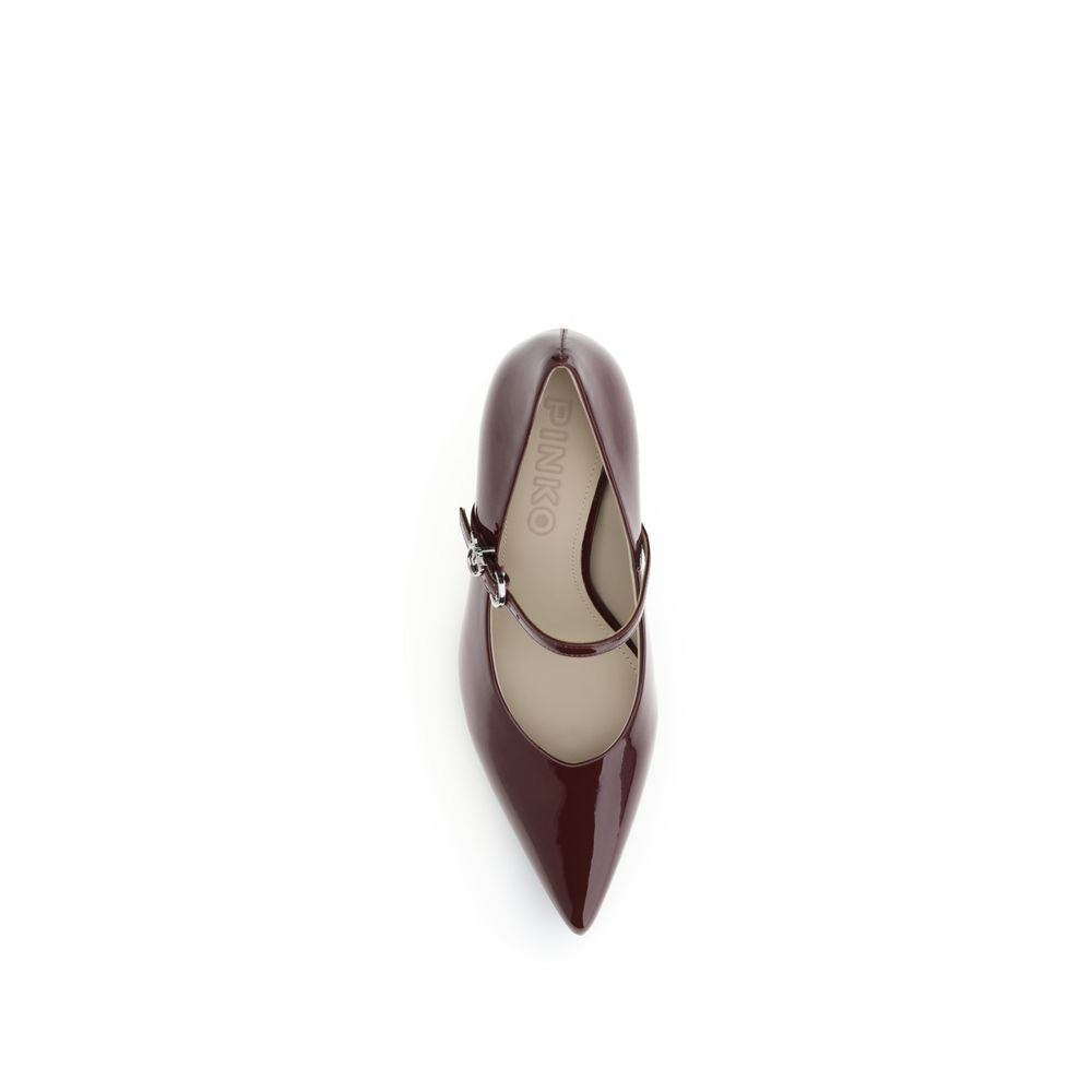 PINKO Décolleté Bordeaux in Pelle Verniciata con Tacco Cubico