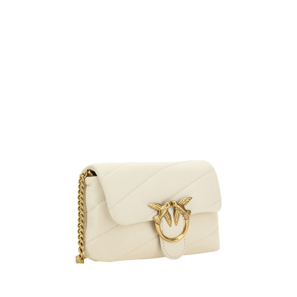 PINKO Love Baby Mini Quilted Shoulder Bag White SS26