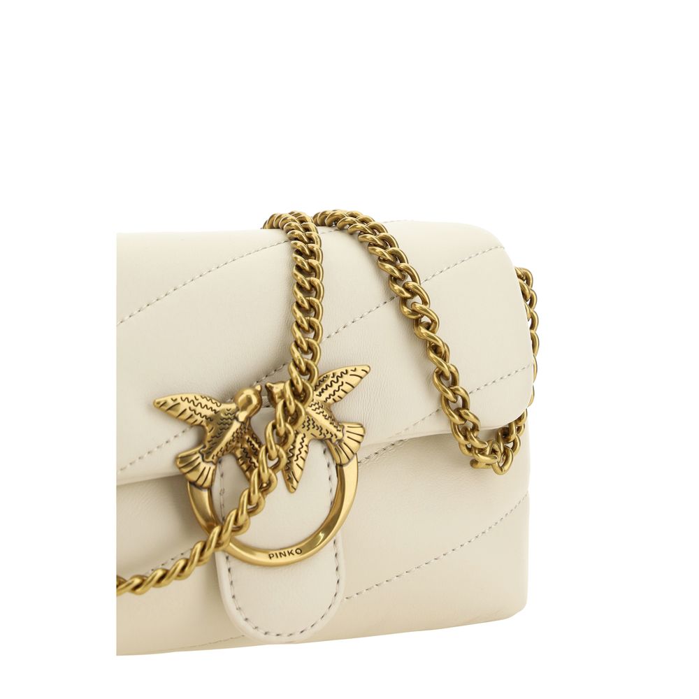 PINKO Love Baby Mini Quilted Shoulder Bag White SS26