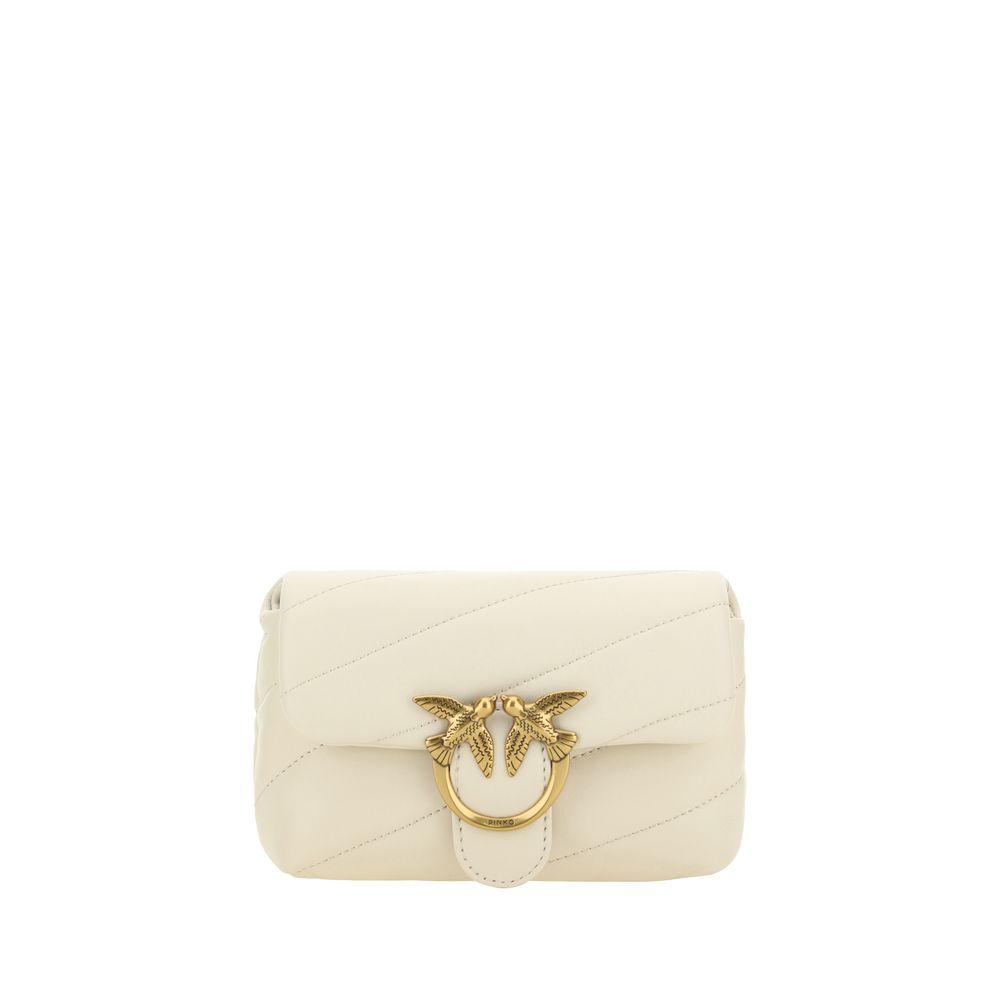 PINKO Love Baby Mini Quilted Shoulder Bag White SS26