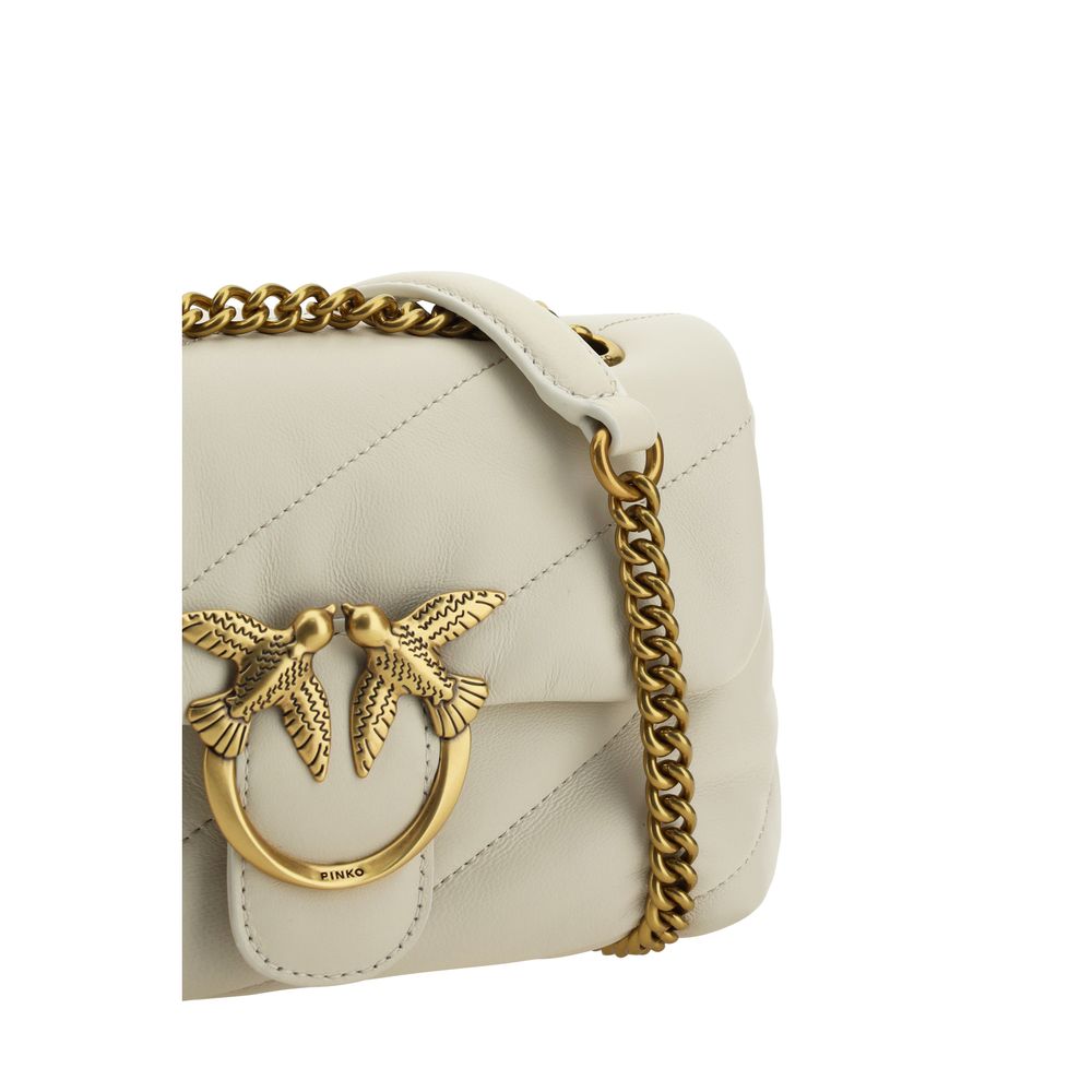 PINKO Love Mini Puff Borsa a Tracolla Trapuntata Bianca SS26