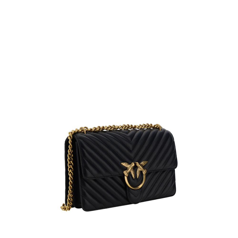PINKO Love One Borsa a Tracolla Classic Nera in Pelle SS26