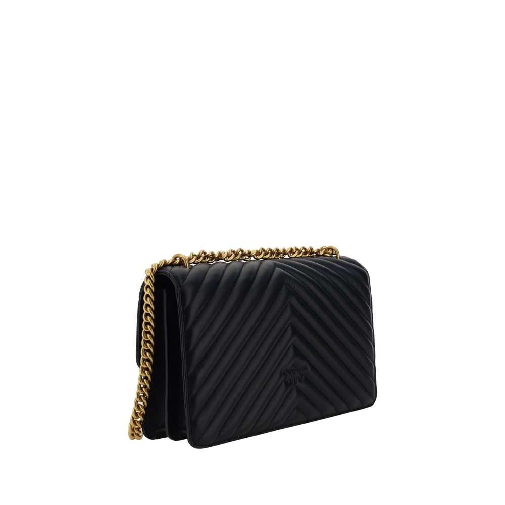 PINKO Love One Borsa a Tracolla Classic Nera in Pelle SS26