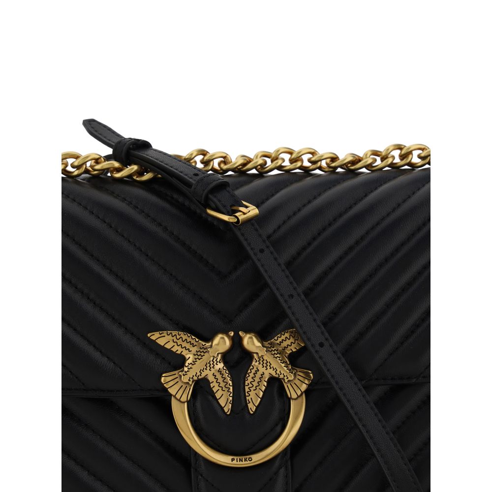PINKO Love One Borsa a Tracolla Classic Nera in Pelle SS26