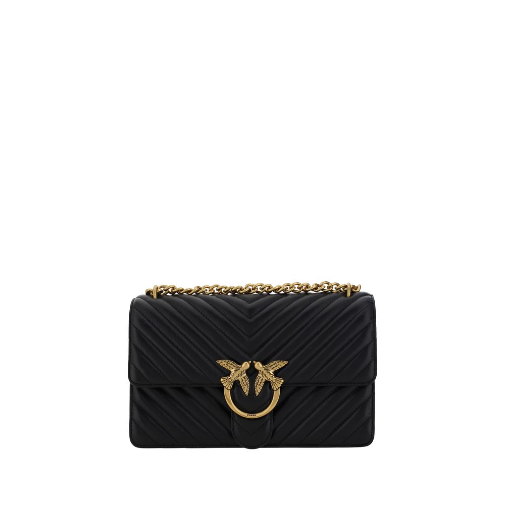 PINKO Love One Borsa a Tracolla Classic Nera in Pelle SS26