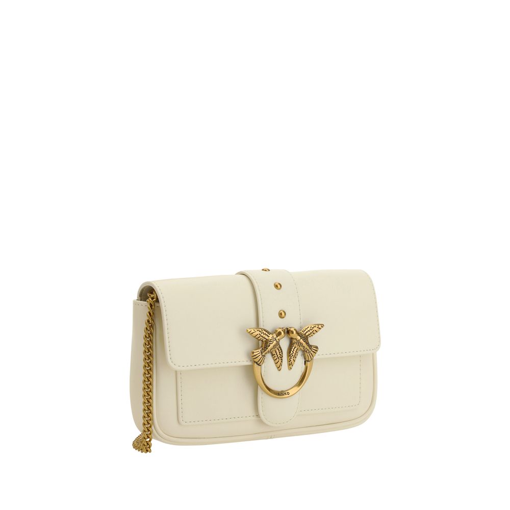PINKO Love One Borsa a Tracolla Piccola in Pelle Bianca SS26 (2)