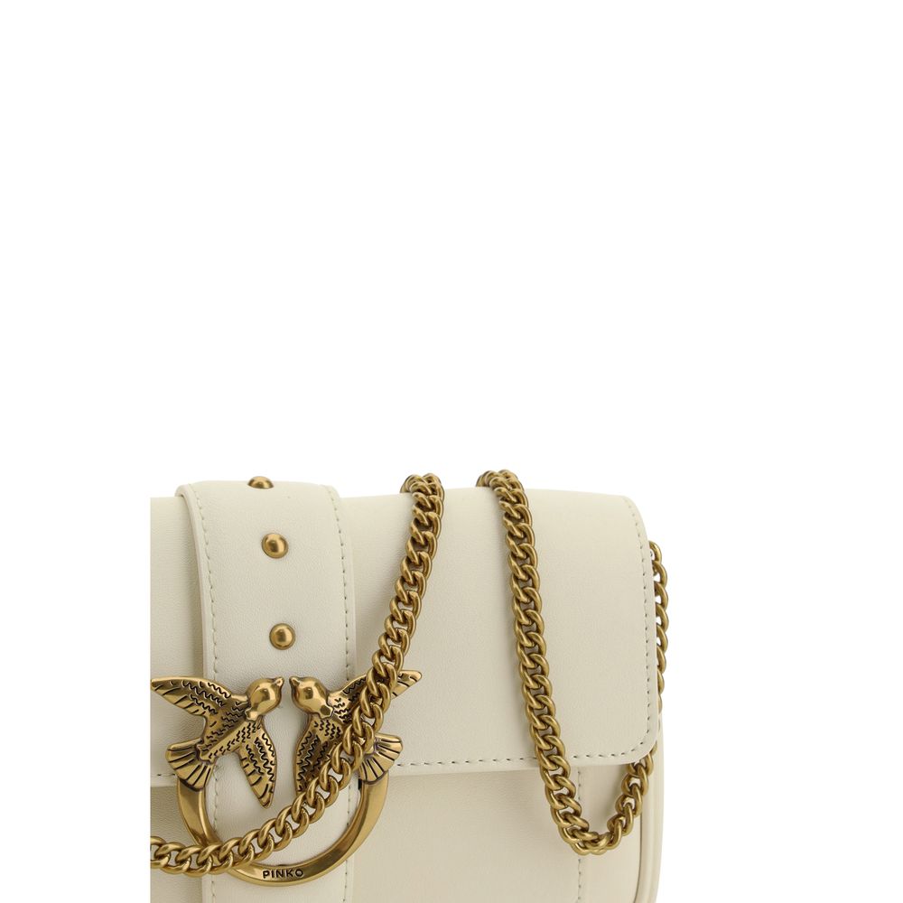 PINKO Love One Borsa a Tracolla Piccola in Pelle Bianca SS26 (2)