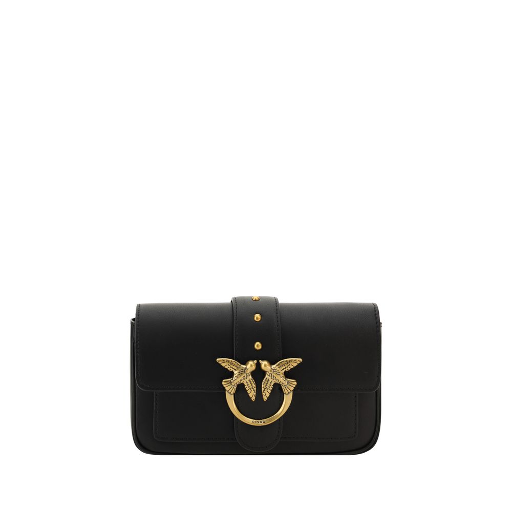 PINKO Love One Borsa a Tracolla Piccola in Pelle Nera SS26