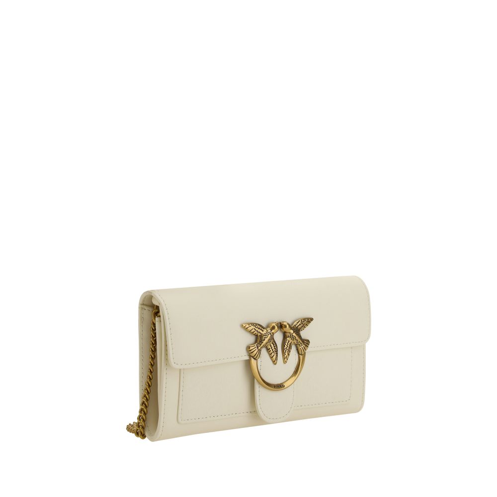 PINKO Love One Borsa a Tracolla/Portafoglio in Pelle Bianca SS26