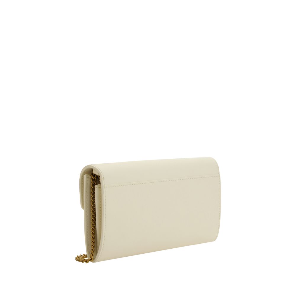 PINKO Love One Borsa a Tracolla/Portafoglio in Pelle Bianca SS26