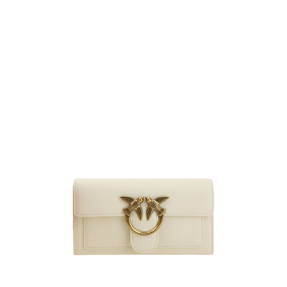 PINKO Love One Borsa a Tracolla/Portafoglio in Pelle Bianca SS26