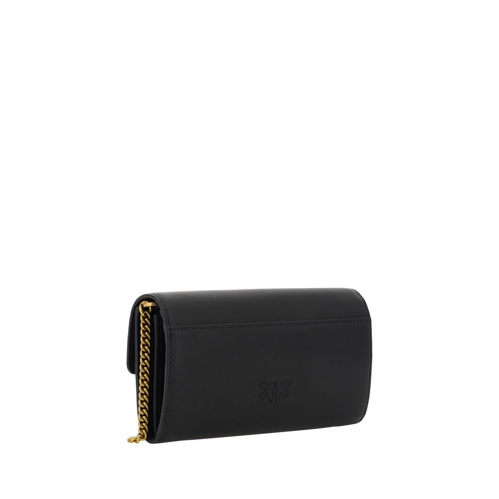 PINKO Love One Borsa a Tracolla/Portafoglio in Pelle Nera SS26