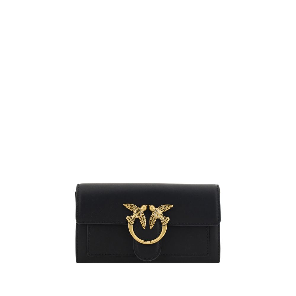 PINKO Love One Borsa a Tracolla/Portafoglio in Pelle Nera SS26