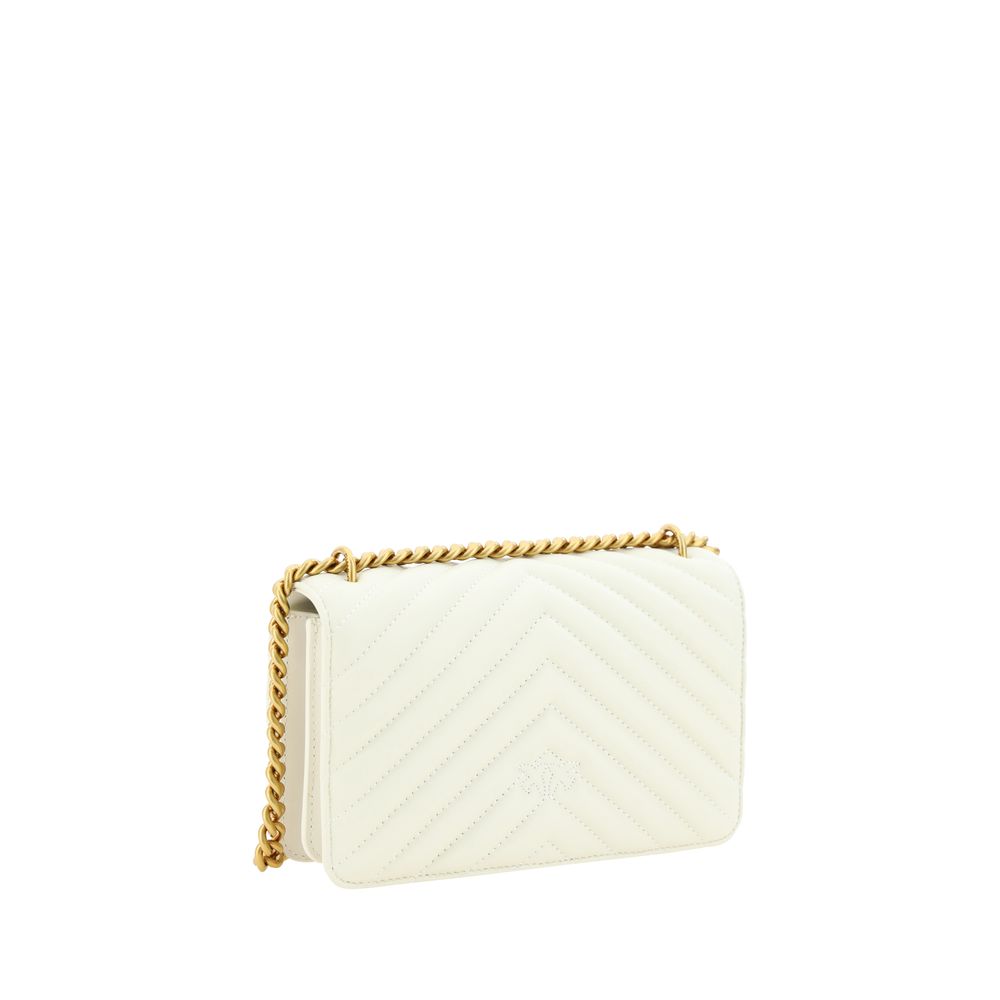 PINKO Mini Love Borsa a Tracolla Trapuntata Bianca in Pelle SS26