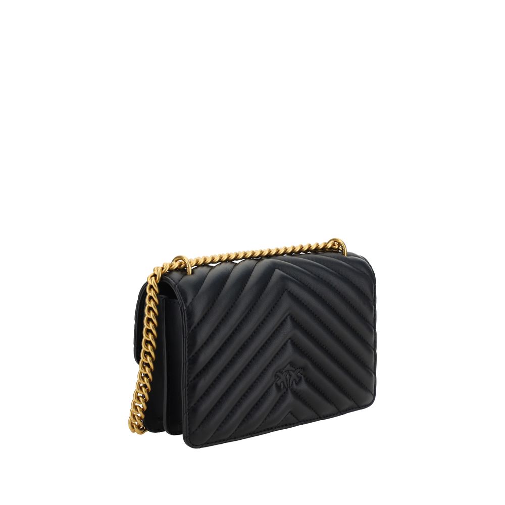 PINKO Mini Love Borsa a Tracolla Trapuntata Nera in Pelle SS26