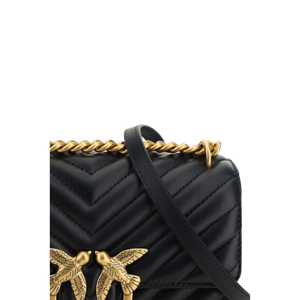 PINKO Mini Love Borsa a Tracolla Trapuntata Nera in Pelle SS26