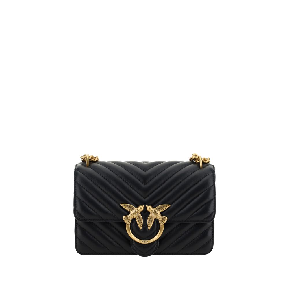 PINKO Mini Love Borsa a Tracolla Trapuntata Nera in Pelle SS26