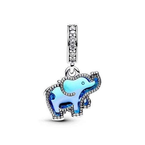 Pandora Charm Pendente Elefante Vetro di Murano Blu 793339C01