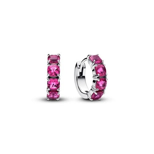 Pandora Orecchini Cerchi Cristalli Rosa Scuro 293851C02