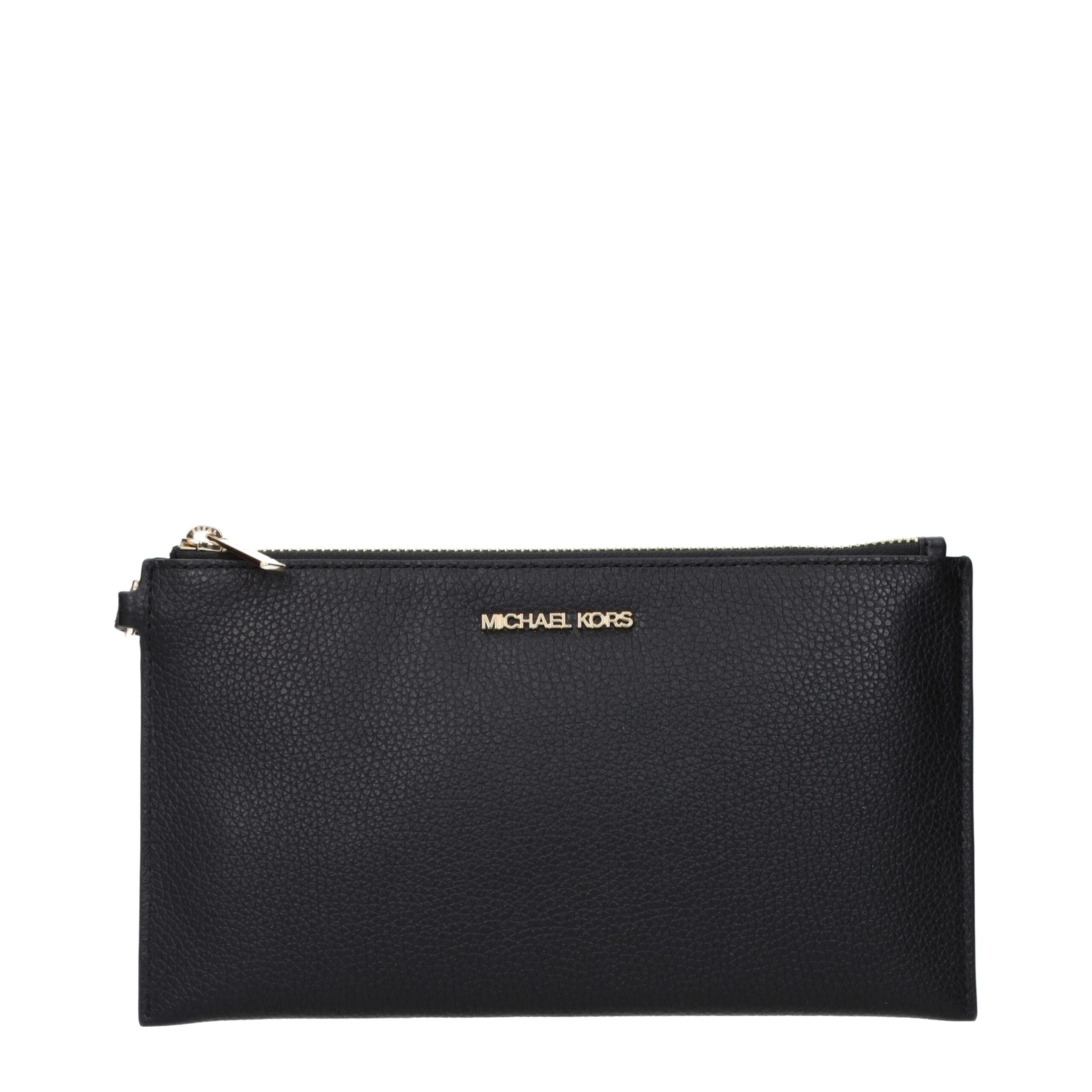 Pochette Michael Kors Wristlet Clutch Bag Pelle Nera