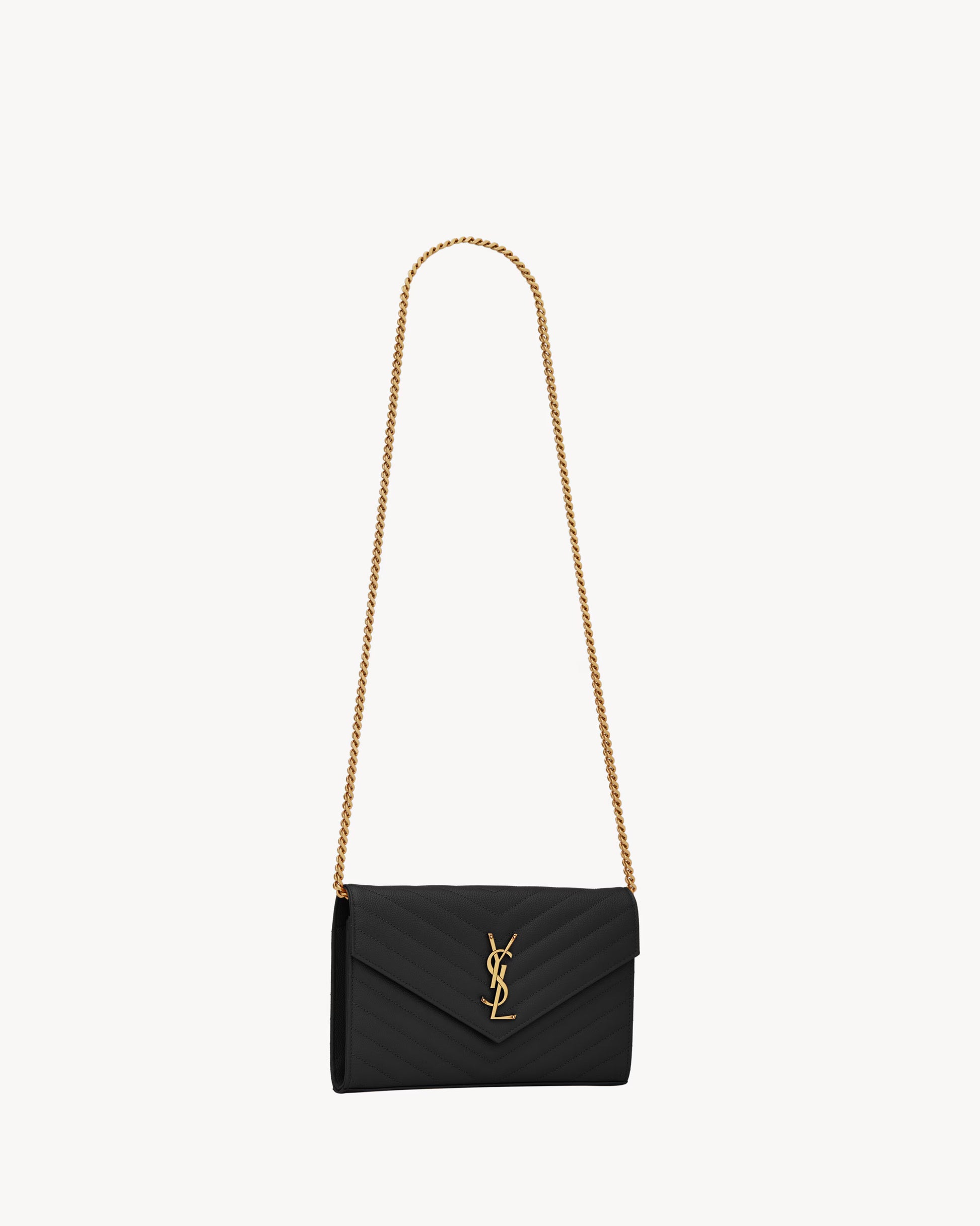 Pochette Saint Laurent Monogram WOC in Pelle Nera