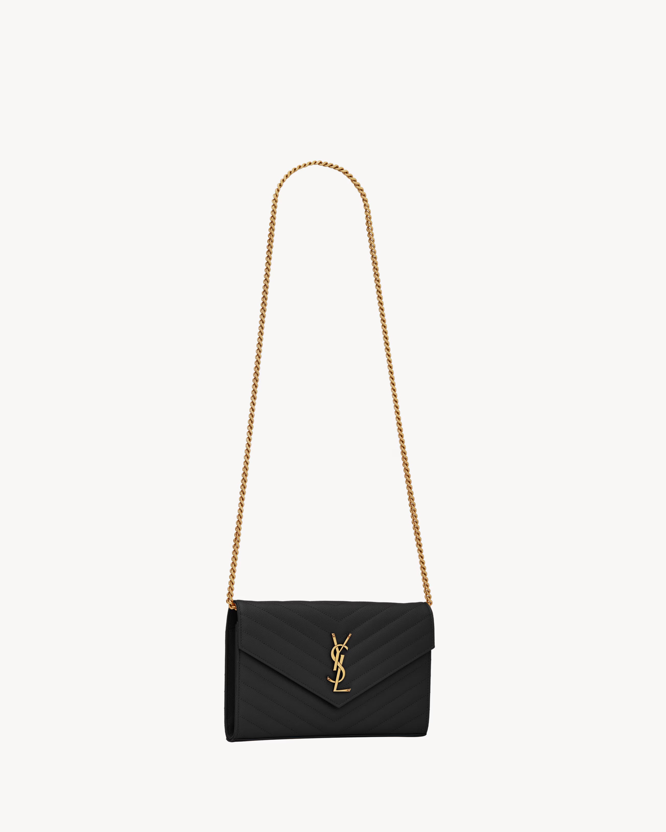Pochette Saint Laurent Monogram WOC in Pelle Nera