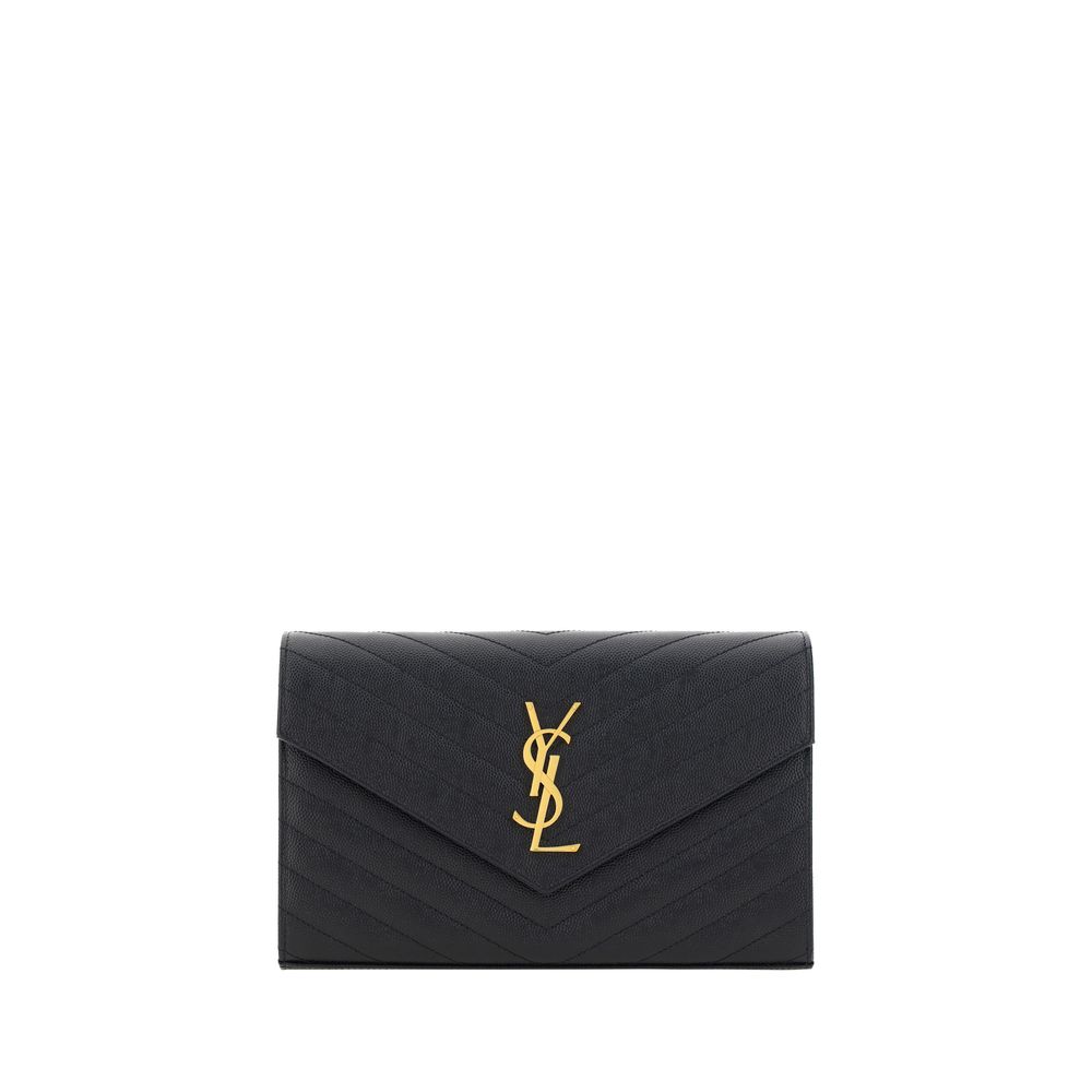 Pochette Saint Laurent Monogram WOC in Pelle Nera