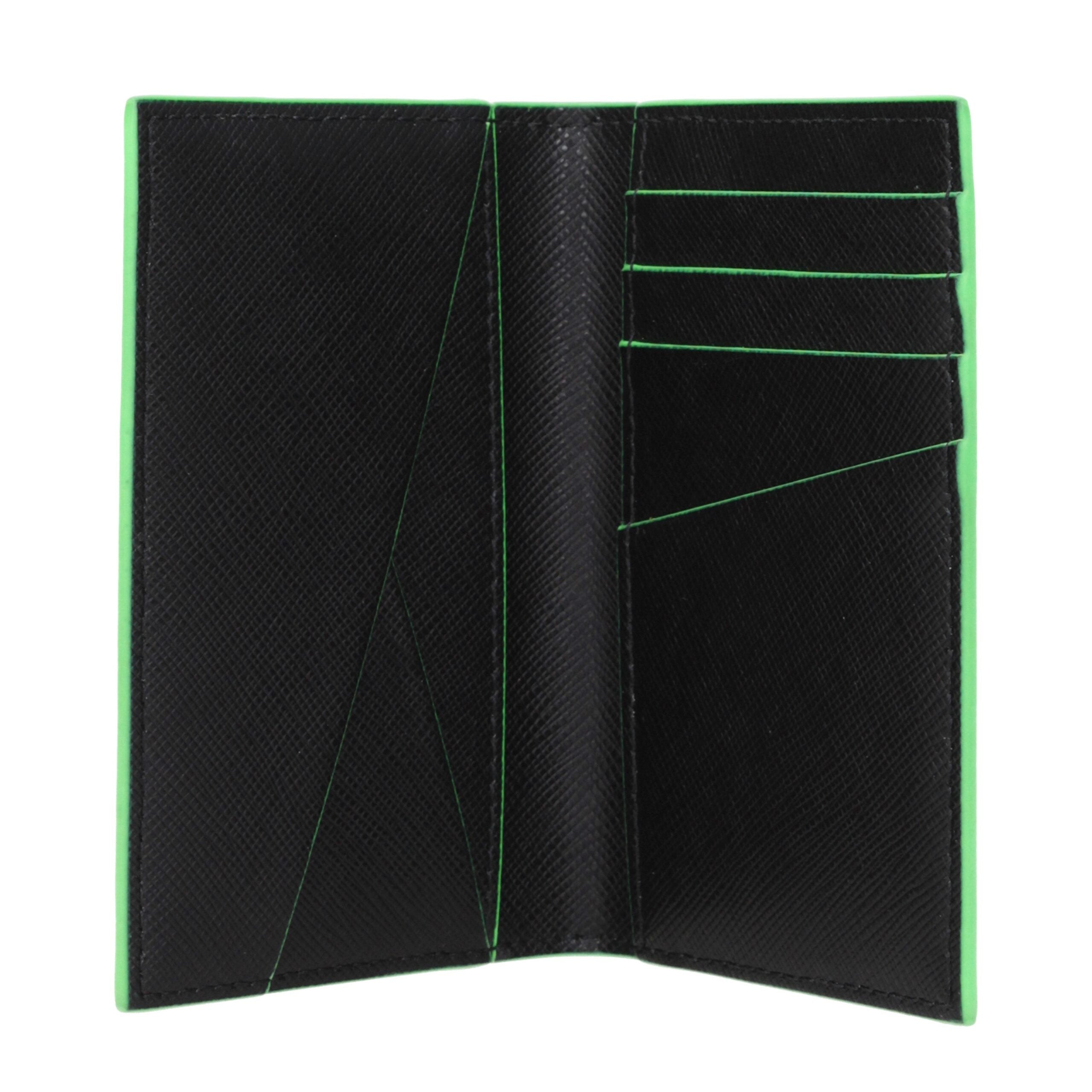 Portacarte Off-White in Pelle Nera con Dettagli Fluo Green