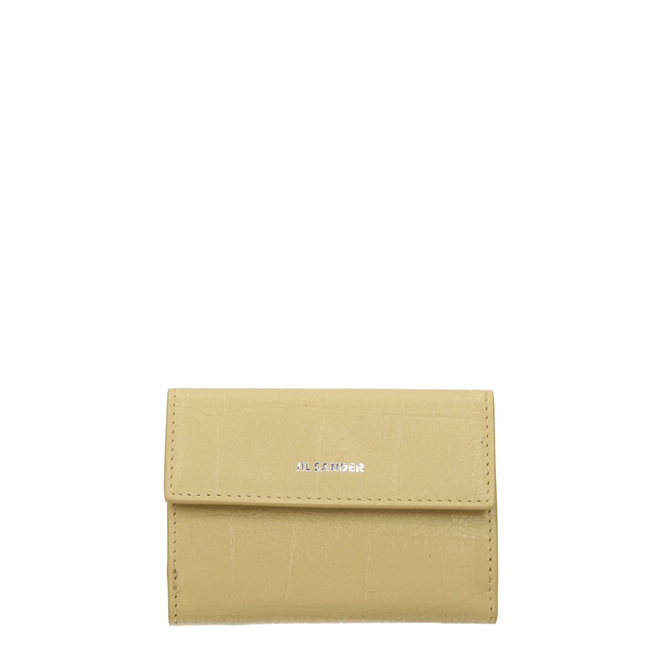 Portafoglio Jil Sander in Vera Pelle Gialla Stampa Coccodrillo